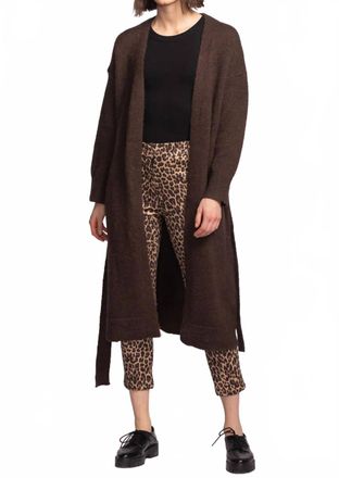 Pink Martini Kiki Long Knit Cardigan In Brown
