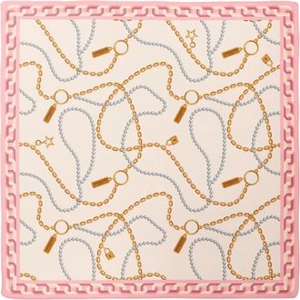 Le Parmentier Ketting & Parels Bandana - Roze Zijde - Dames - Zijden sjaals - Roze - ONE Size - Accessoires