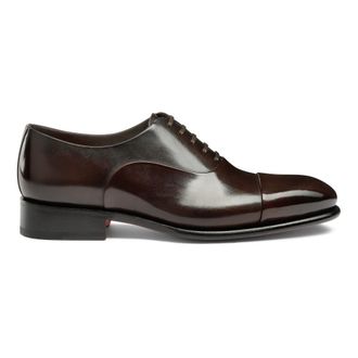 Santoni Business Shoes, male, Brown, Size: 9 1/2 US Leather Oxford Lace-Up
