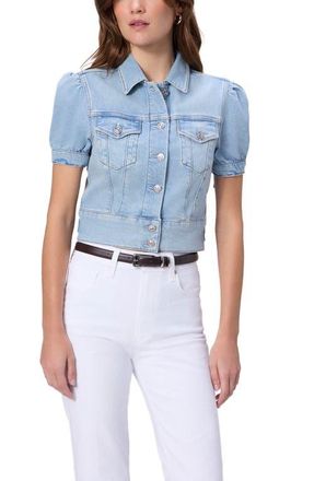 Paige Kendra Short Sleeve Crop Denim Jacket in Glide at Nordstrom, Size Xx-Small