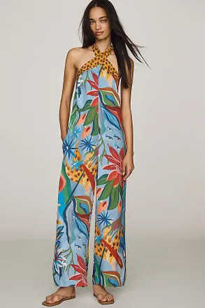 Farm Rio x Anthropologie Printed Halter Jumpsuit