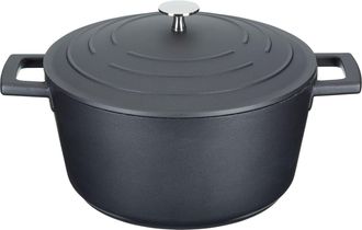MasterClass Cazuela Con Tapa, Mediana 4l/24 Cm, Aluminio Fundido Ligero, Apta Para Horno Y Placa De Inducci&oacute;n, Negra