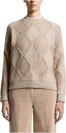 PESERICO Maglione Girocollo Argyle a Maglia Aperta - - Knitwear - Donna - Beige - XS