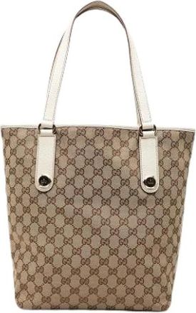 Gucci Pre-owned Charmy Tote Bag - Dames - Vintage Shopper - Beige - ONE Size - Leer - Vintage