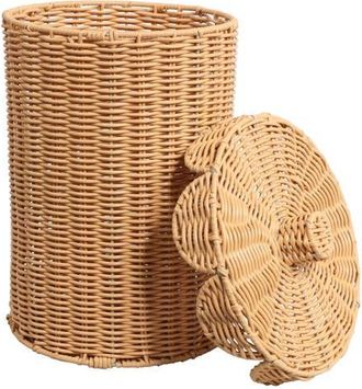 Happimess Resin 2.9-Gallon Cylinder Wicker Watebasket with Scalloped Lid in Natural at Nordstrom
