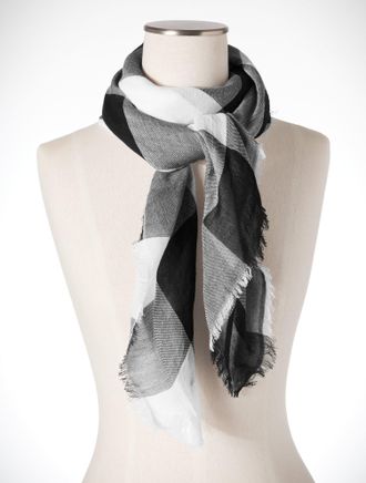 Talbots Singing Gingham Square Scarf - Black - 001 Talbots