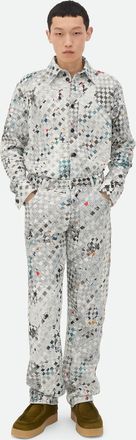 Bottega Veneta Pantaloni In Pelle Stampata Con Motivo Intrecciato - Bottega Veneta