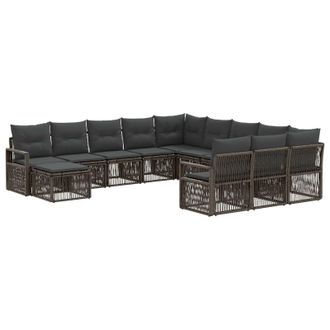vidaXL Conjunto De Sof&aacute;s De Jard&iacute;n 12 Pcs Gris Rat&aacute;n Sint&eacute;tico Vidaxl