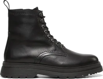 Marc O'Polo Black Martin 13A Leather Lace-Up Side Zip Boots