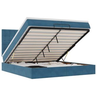 vidaXL Estructura De Cama Otomana Colchones Terciopelo Azul Oscuro Vidaxl