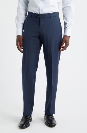 Berle Flat Front Navy Super 120s Wool Dress Pants at Nordstrom, Size 34