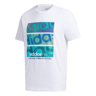 adidas neo M FAV TCNS TEE1 Alphabet Printing Sports Short Sleeve White GJ8773