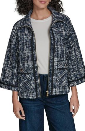 Karl Lagerfeld Tweed Capelet in Blue Multi at Nordstrom, Size X-Small