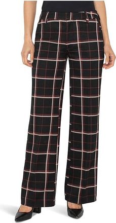 Liverpool L.A. Kelsey Mid-rise Wide Leg Trouser 31 Inseam Womens Clothing Black/Red Tattersall Plaid : 8 31, Polyester/Rayon/Spandex