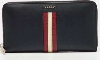 Bally Black Saffiano Leather Salen Zip Around Wallet