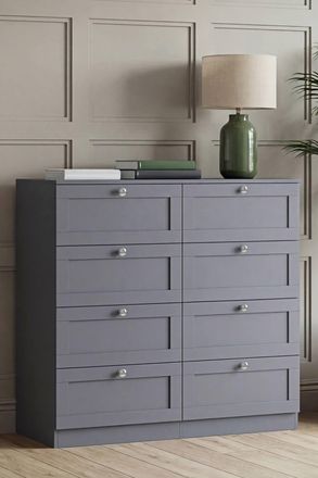 Home Discount Vida Designs Altino 8 Drawer Wide Chest of Drawers Bedroom Furniture in Grey