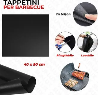 Trade Shop Trade Shop - Set 6 Pz Tappetini In Teflon Per Griglia Barbecue 40x50cm Riutilizzabili 7823805