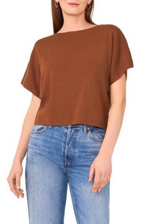 Halogen Short Sleeve Crop Sweater in Emperador at Nordstrom Rack, Size Large