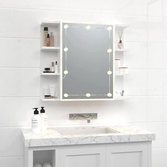 Berkfield Home Mirror Cabinet with LED High Gloss White 70x16.5x60 cm