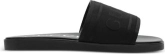 Gucci Slide Sandal met Ton-sur-Ton Logo - Heren - Sandalen - Zwart - 39 EU - Leer - Schoenen