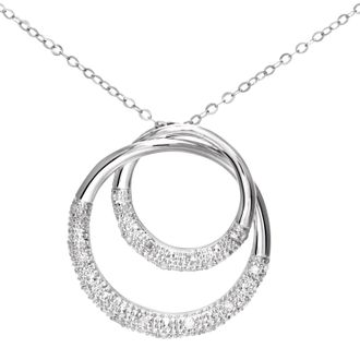 Diamant L'éternel 9 ct witgouden 0,10 ct diamanten pave set met dubbele ringhanger en 18 inch ketting