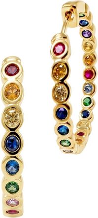 Sterling Forever Helene Bezel Rainbow CZ Earring