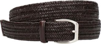 Orciani Bruin Gevlochten Leren Riem met Zilveren Gesp - Heren - Riemen - Bruin - ONE Size - Accessoires