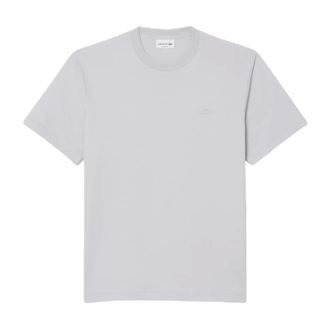 Lacoste T-Shirts, male, Gray, Size: 2XL Embroidered Signature T-Shirt