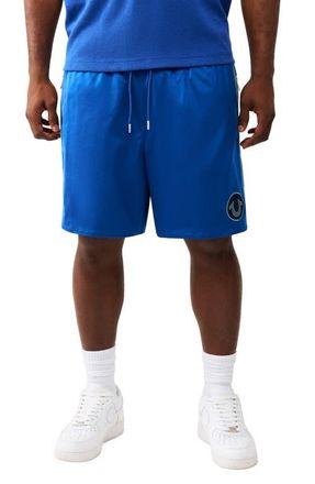 True Religion Mesh Block Satin Drawstring Shorts in Pacific Blue at Nordstrom, Size Xxx-Large