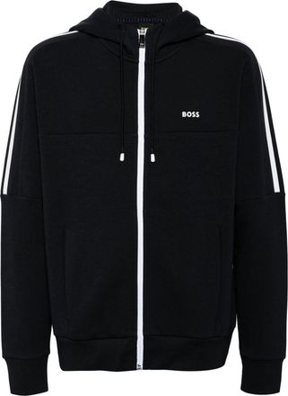 BOSS logo-appliqué hoodie - men - Cotton/Elastane - S - Blue
