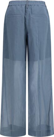 Brunello Cucinelli Womens Sartorial Track Pants Artic Blu Cotton Trousers