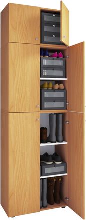 ebuy24 Gabinete De Zapato De Madera Vcm Dimensiones: Al. 223 X An. 70 X T. 39 Cm Armario Multiusos 5 Compartimentos 4 Puertas Giratorias Accesorio Con 2 Puer