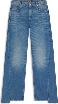 BOSS Relaxed-fit jeans in indigo denim with stepped hems