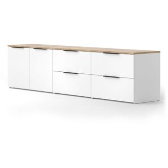 Vicco Parete attrezzata soggiorno Wido, Bianco/Sonoma, 3 parti