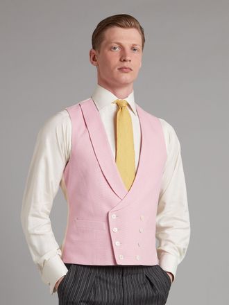 Oliver Brown Pure Silk Double Breasted Waistcoat - Pink