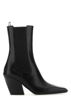 Prada Black Leather Ankle Boots