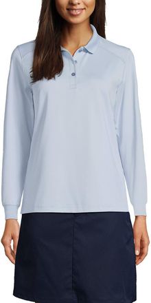 Lands End School Uniform Long Sleeve Rapid Dry Polo Shirt in Blue at Nordstrom, Size X-Large