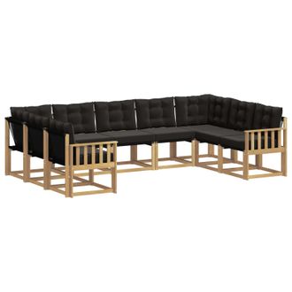 vidaXL Conjunto De Sof&aacute;s De Exterior Con Coj&iacute;n 9 Pcs Blanco Y Negro Vidaxl