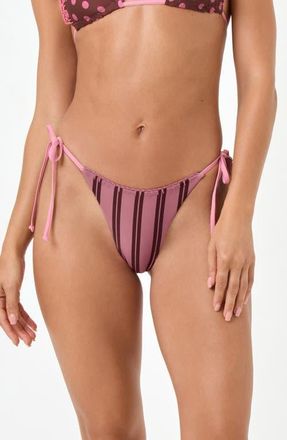 L*Space Samba Bitsy Side Tie Bikini Bottoms in Stripe Side/Alotta Polka Dot at Nordstrom, Size X-Large