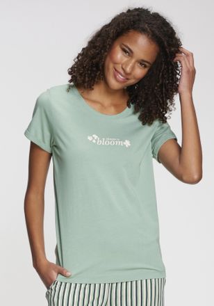 s.Oliver Pyjamaoberteil S.OLIVER, Damen, Gr. 32/34, gr&uuml;n, Single Jersey, Obermaterial: 50% Baumwolle, 50% Viskose, unifarben, Basic, Basic kurz, Rundhals, Shir