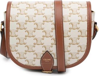 Celine Hobo Bags - 2022 Medium Triomphe Coated Canvas Folco Crossbody - Gr. unisize - in Weiß - für Damen