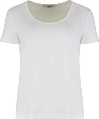 Max Mara T-shirt van jersey met borduursel - Dames - T-shirts - Beige - M - Katoen - Tops