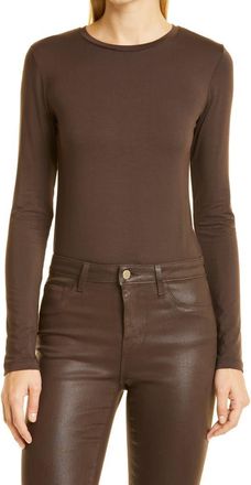 L'agence Tess Long Sleeve Stretch Jersey Top in Espresso at Nordstrom, Size X-Small