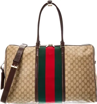 Gucci Gg Web Medium Supreme Gg Canvas & Leather Luggage Bag