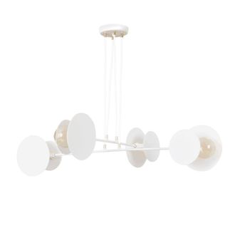 Wonderlamp L&aacute;mpara colgante con 8 piezas circulares de metal blancas