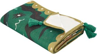 Beliani Beliani - Manta De P&iacute;cnic Para Exterior Con Correa Tejido Patr&oacute;n De Animales 200 X 200 Cm Verde Tuziani