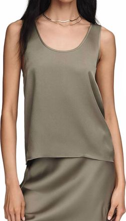 Anine Bing Lea Silk Tank Top In Sage
