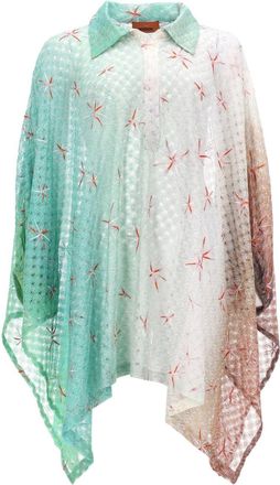 Missoni Green Viscose-Blend Poncho Scarf