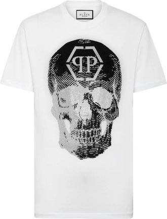 Philipp Plein T-Shirt Ronde Hals Skull - Heren - T-shirts - Wit - 4XL - Katoen - Tops