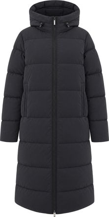 K-Way Long Hooded Parka With Horizontal Quilting And Fur Lining